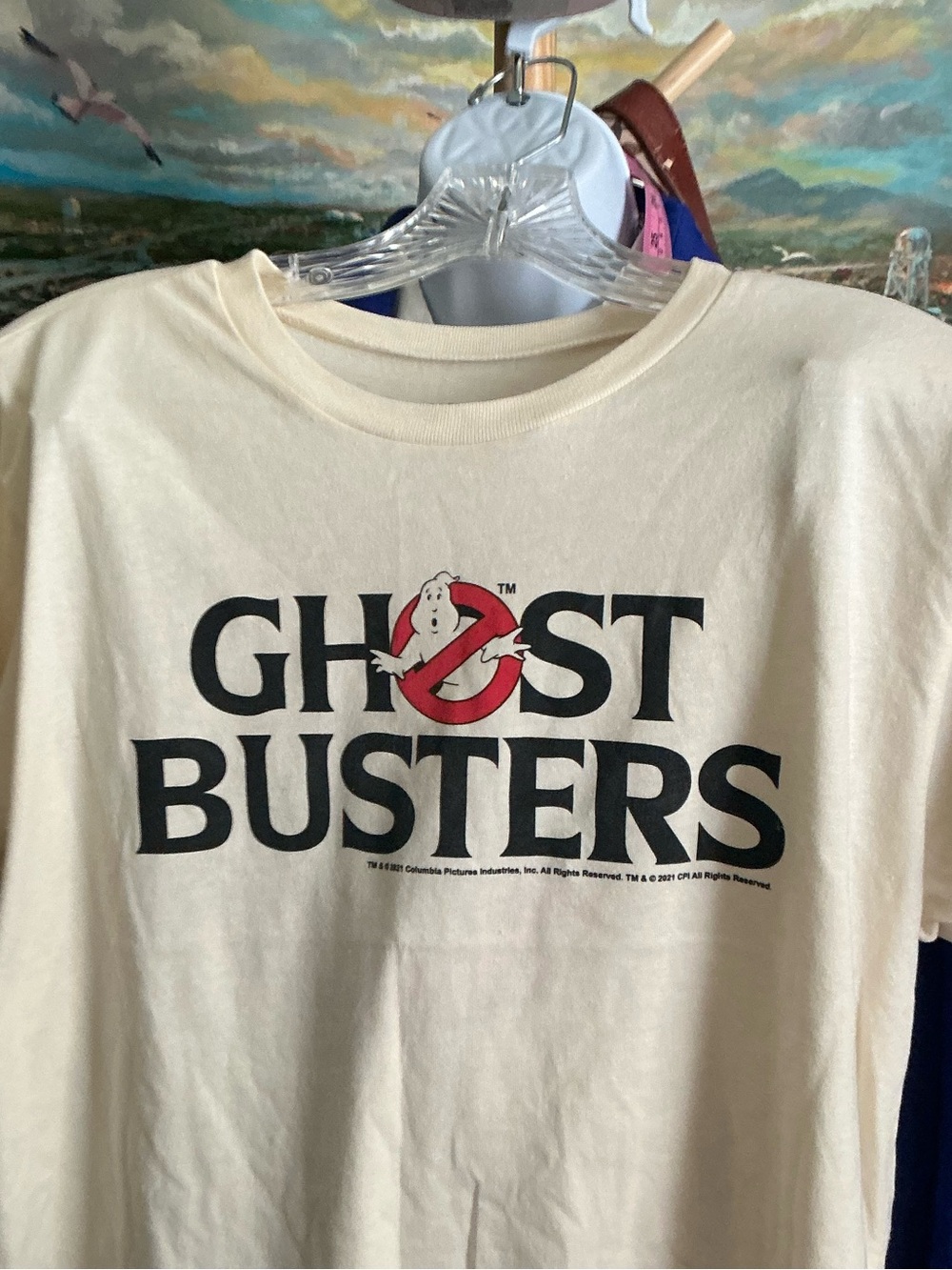 Ghostbusters No Ghost Logo Boxy Crop T Shirt Ivory Cream Mad Engine Size L ‘21